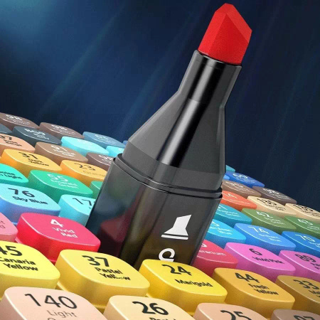 Dwustronne Markery Alkoholowe 60 szt Kolorowe Flamastry Mazaki Pisaki + Torba Etui