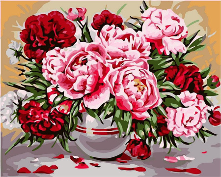 Piwonie w wazonie Obraz Do Malowania Po Numerach