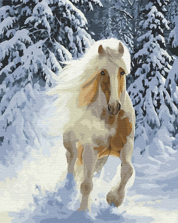 Koń w zimowym lesie Obraz Do Malowania Po Numerach