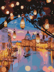 Mozaika Diamentowa 5D Bez Ramy Nocne Lampki Wenecji 30x40 Haft Diamentowy