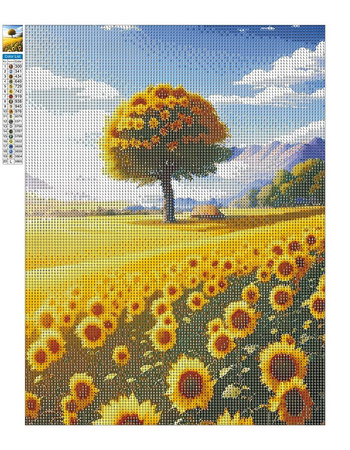 Mozaika Diamentowa 5D Bez Ramy Pole Słoneczników 30x40 Haft Diamentowy