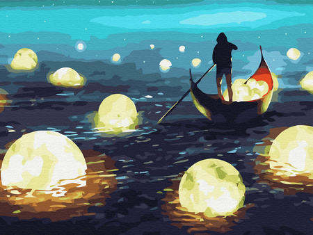 Mozaika Diamentowa 5D Bez Ramy Łowca księżyca 30x40 Haft Diamentowy