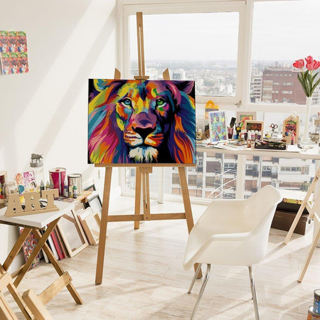 Kolorowy Król Lew Obraz Po Numerach Bez Ramy