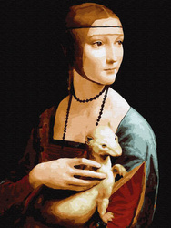 Mozaika Diamentowa 5D Bez Ramy Dama z gronostajem. Leonardo da Vinci 30x40 Haft Diamentowy