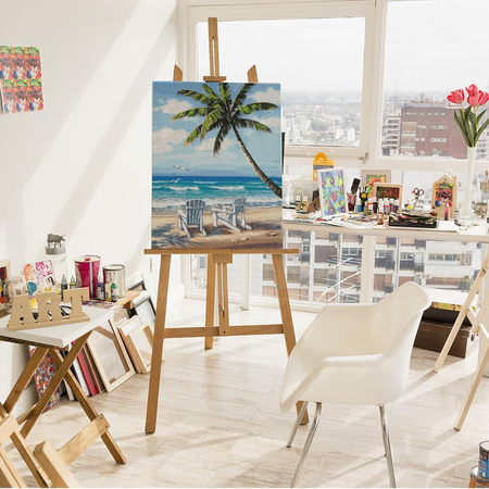 Leżaki na wybrzeżu Malowanie po numerach