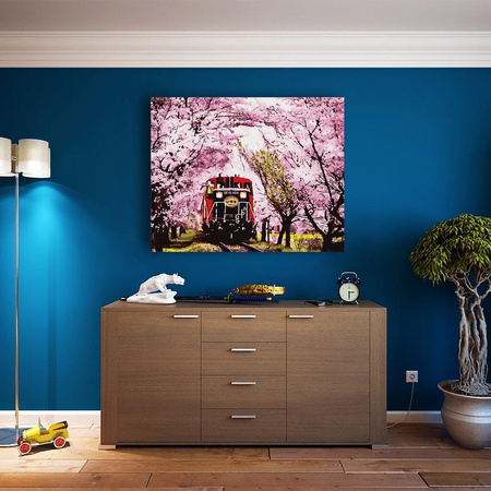 Pociąg na wiosnę Malowanie po Numerach