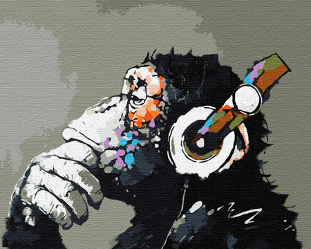 Małpa W Słuchawkach Malowanie Po Numerach