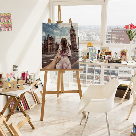 Dziewczyna prowadzi go za rękę - Big Ben Malowanie po numerach