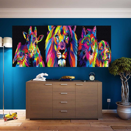 Kolorowe zwierzęta Malowanie po numerach 40x150 cm