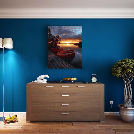 Zachód słońca nad wodą Malowanie po numerach