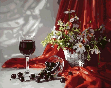 Wiśnie i rumianek Malowanie Po Numerach