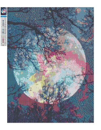 Mozaika Diamentowa 5D Bez Ramy Pełnia Księżyca 30x40 Haft Diamentowy