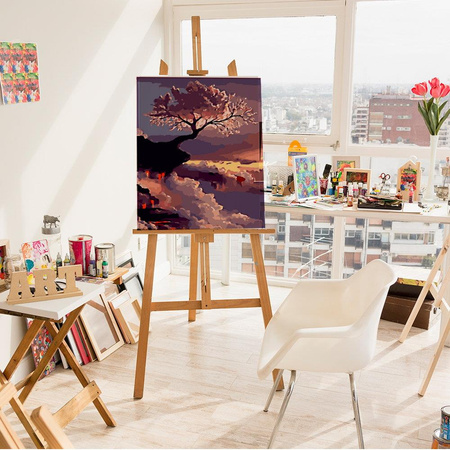 Sakura na skale Obraz Do Malowania Po Numerach