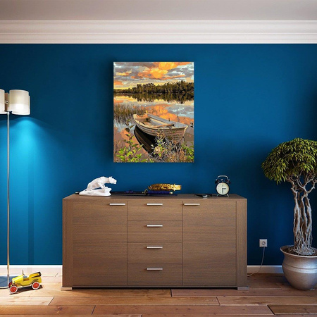 Łódź o zachodzie słońca Obraz Po Numerach Bez Ramy