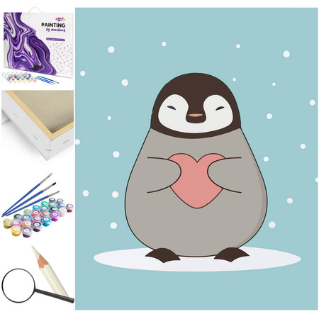 Pingwin z serduszkiem Obraz Do Malowania Po Numerach