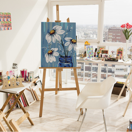 Rumianki Na Niebieskim Tle Obraz Do Malowania Po Numerach