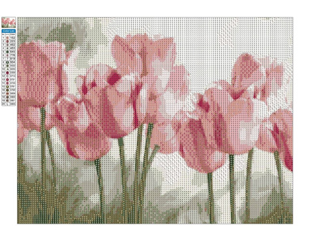 Mozaika Diamentowa 5D Bez Ramy Różowe Tulipany 30x40 Haft Diamentowy
