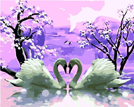 Para łabędzi Obraz Do Malowania Po Numerach