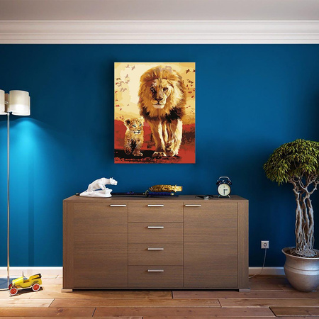 Lew z lwiątkiem Obraz Do Malowania Po Numerach