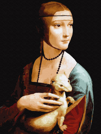 Mozaika Diamentowa 5D Bez Ramy Dama z gronostajem. Leonardo da Vinci 30x40 Haft Diamentowy