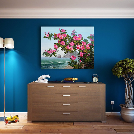 Kwiaty nad morzem 40x30cm Diamentowa Mozaika