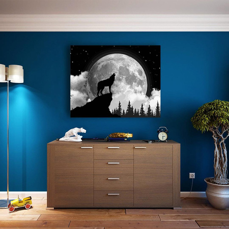 Wilk i Księżyce Obraz Do Malowania Po Numerach