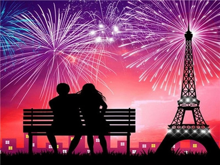 Fajerwerki w Paryżu 30x40cm Obraz Do Malowania Po Numerach