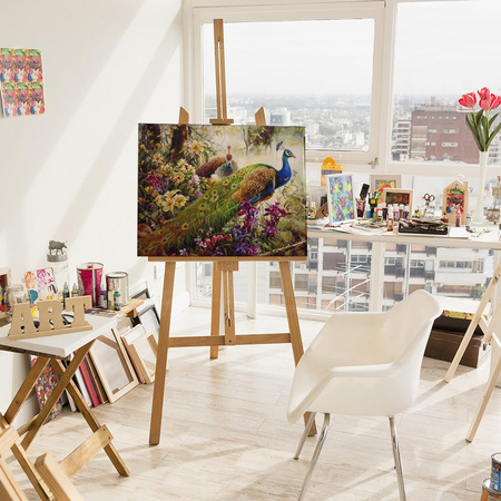 Pawie w Kwiatach Obraz Do Malowania Po Numerach