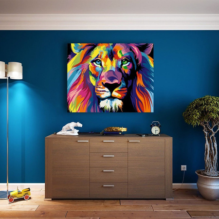 Kolorowy Lew 40x30 cm Proste Malowanie Po Numerach