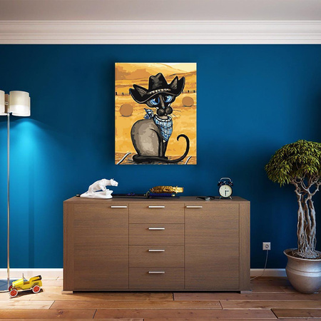 Kot w kowbojskim kapeluszu Obraz Do Malowania Po Numerach