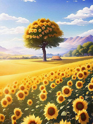 Mozaika Diamentowa 5D Bez Ramy Pole Słoneczników 30x40 Haft Diamentowy