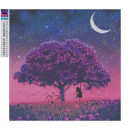 Mozaika Diamentowa 5D Bez Ramy Fioletowe Drzewo 30x40 Haft Diamentowy