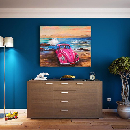 Samochód nad morzem Obraz Do Malowania Po Numerach