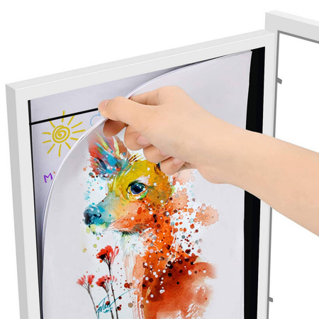 4x Ramka Artystyczna Na Obrazki I Zdjęcia Dla Dzieci Drewniana Otwierana Biała A4 34x25cm