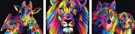 Kolorowe zwierzęta Malowanie po numerach 40x150 cm