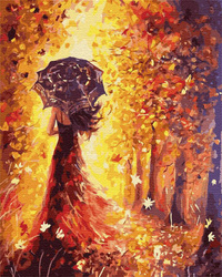 Dziewczyna W Czerwonej Sukience Malowanie Po Numerach