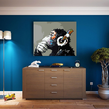 Małpa W Słuchawkach Malowanie Po Numerach