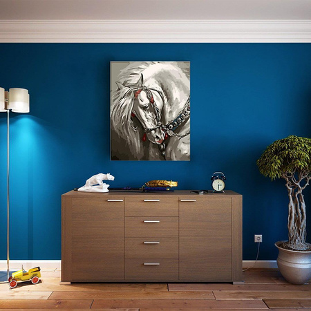 biały koń Obraz Do Malowania Po Numerach