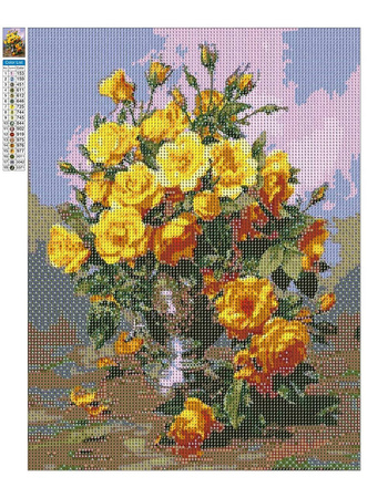 Mozaika Diamentowa 5D Bez Ramy Piękne żółte róże 30x40 Haft Diamentowy