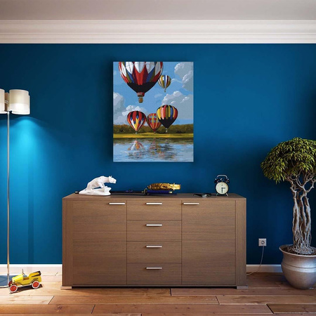 Kolorowe balony nad jeziorem Malowanie po numerach