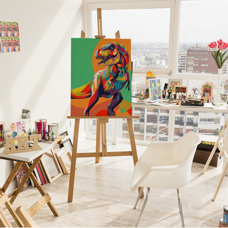 Kolorowy Dinozaur T-Rex Proste Malowanie Po Numerach Dla Dzieci