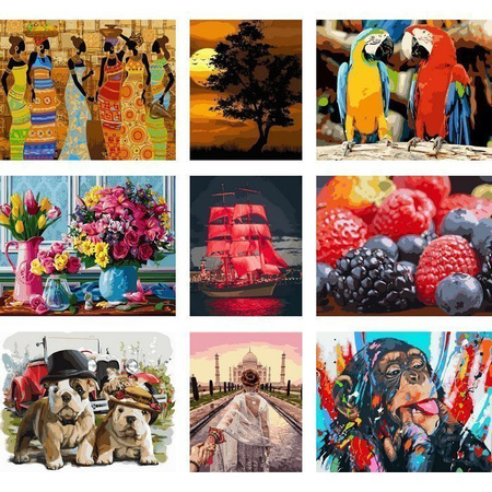 Czerwony bukiet 50x65 cm Malowanie Po Numerach