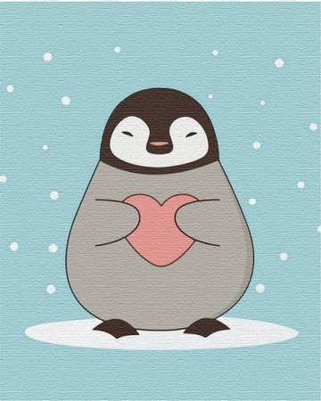 Pingwin z serduszkiem Obraz Do Malowania Po Numerach