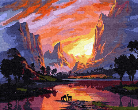 Wschód Słońca Na Sawannie Malowanie Po Numerach