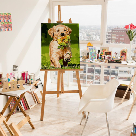 Szczeniak z kwiatkiem Obraz Do Malowania Po Numerach