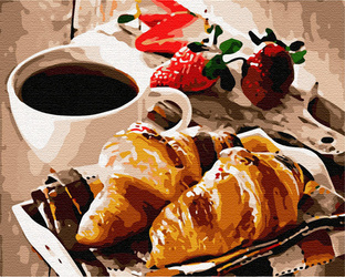 Kawa z rogalikiem Obraz Do Malowania Po Numerach