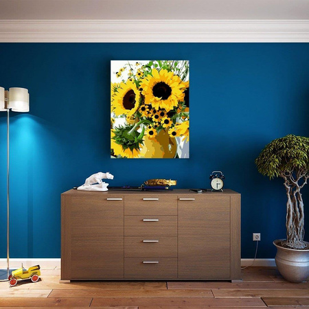 Słoneczniki W Wazonie Obraz Po Numerach Bez Ramy