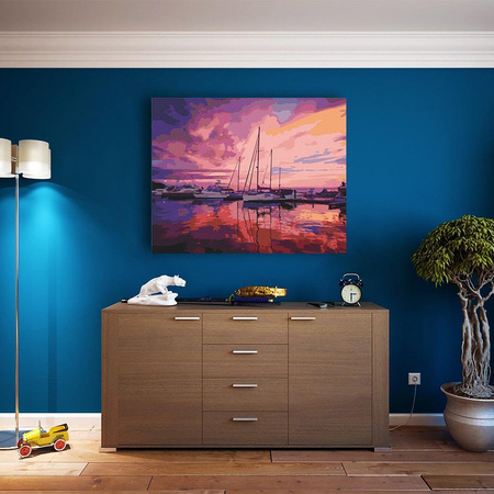 Różowy wschód słońca w klubie jachtowym Obraz Do Malowania Po Numerach