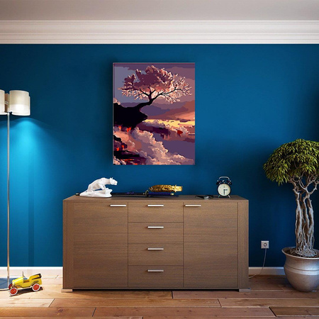 Sakura na skale Obraz Do Malowania Po Numerach