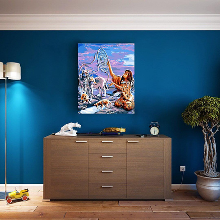 Pocahontas Z Wilkami Obraz Do Malowania Po Numerach